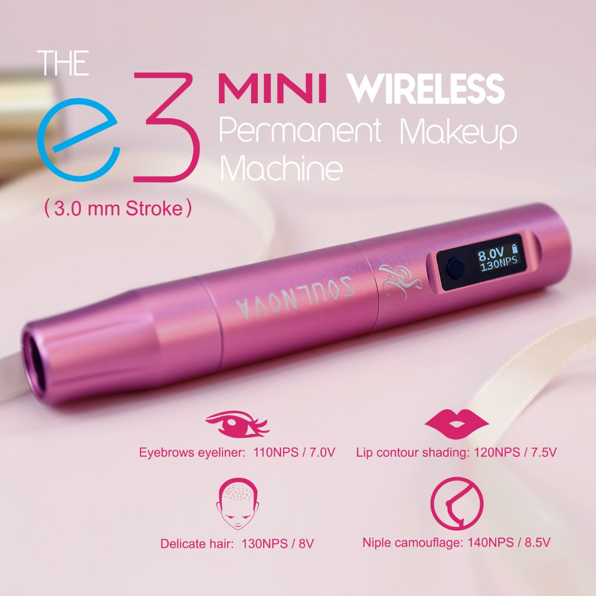 E3 Soulnova Mini Wireless PMU Pen Rose Red 3.0mm