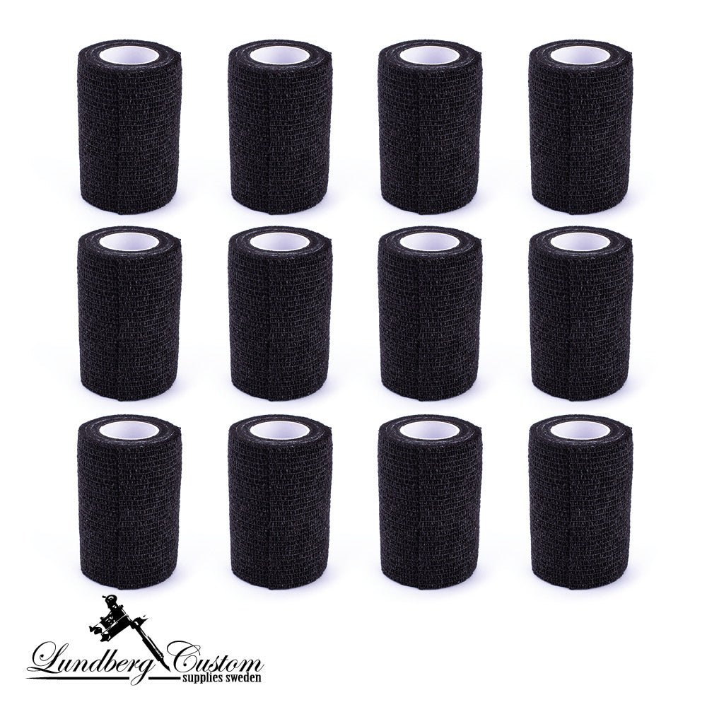 12-pack Precision Medical Cohesive Wraps 3" - BLACK