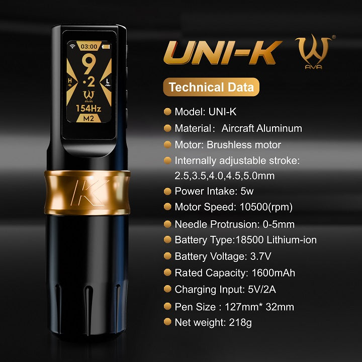 AVA Wireless Pen Machine UNI-K Luxury Kit 2.5-5mm stroke Black