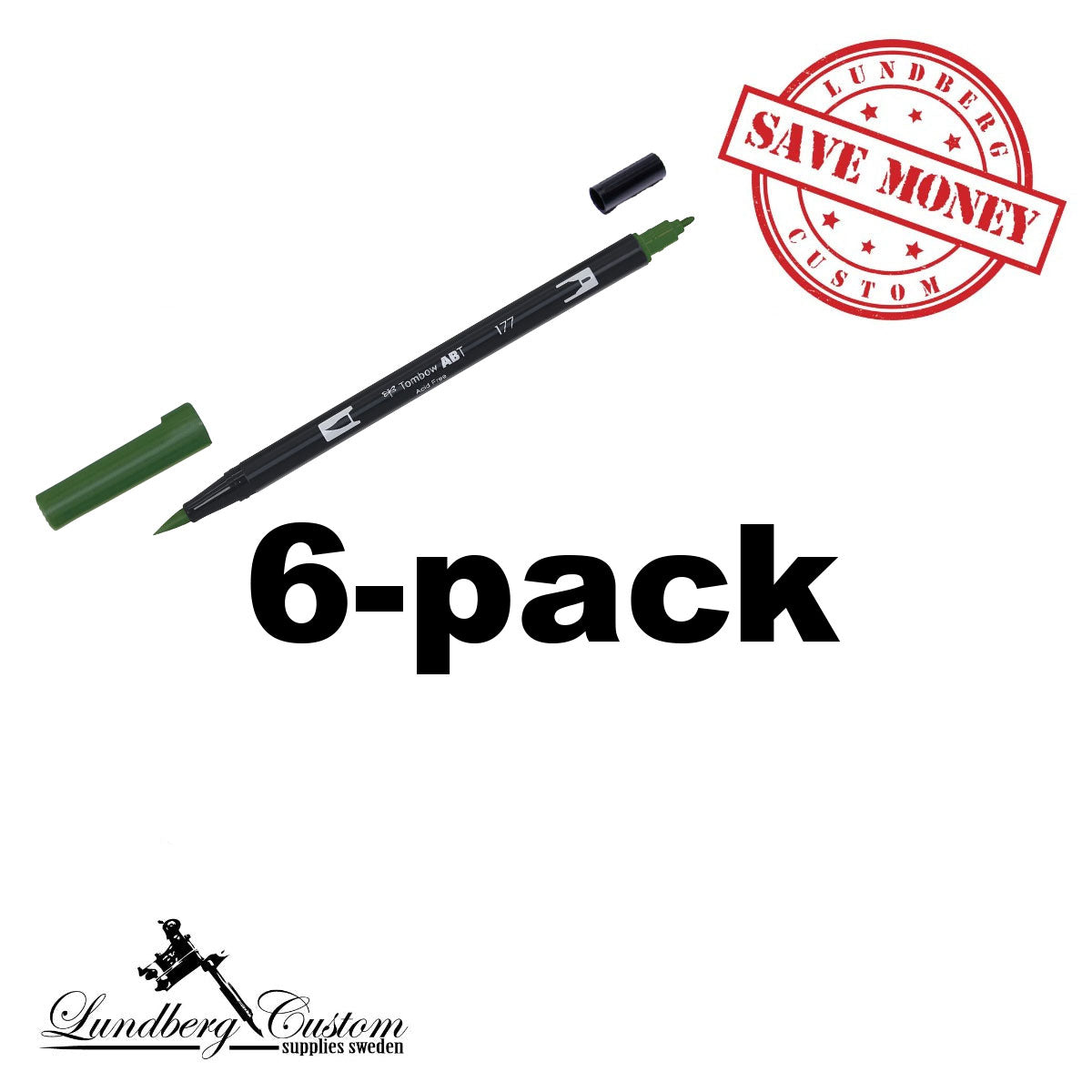 6-pack Tombow Dual Brush - 177 Dark Jade