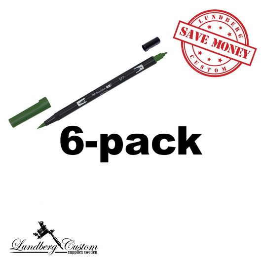 6-pack Tombow Dual Brush - 177 Dark Jade