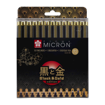 Sakura Pigma Micron Black & Gold Edition Set of 12