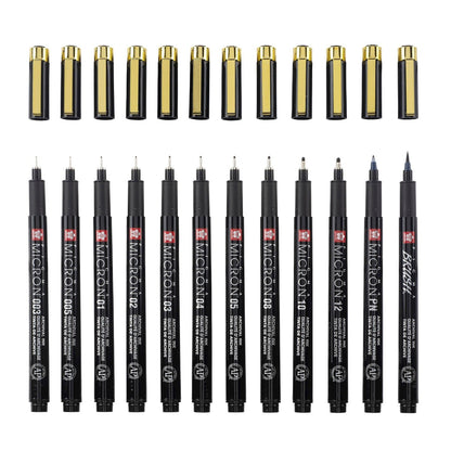 Sakura Pigma Micron Black & Gold Edition Set of 12