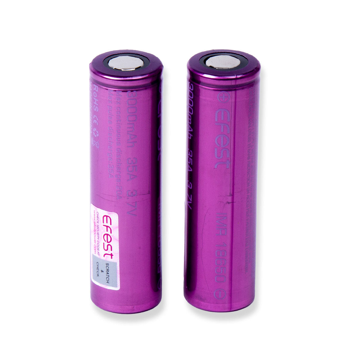 Efest IMR 18650 3000mAh 35A flat top battery 2-pack