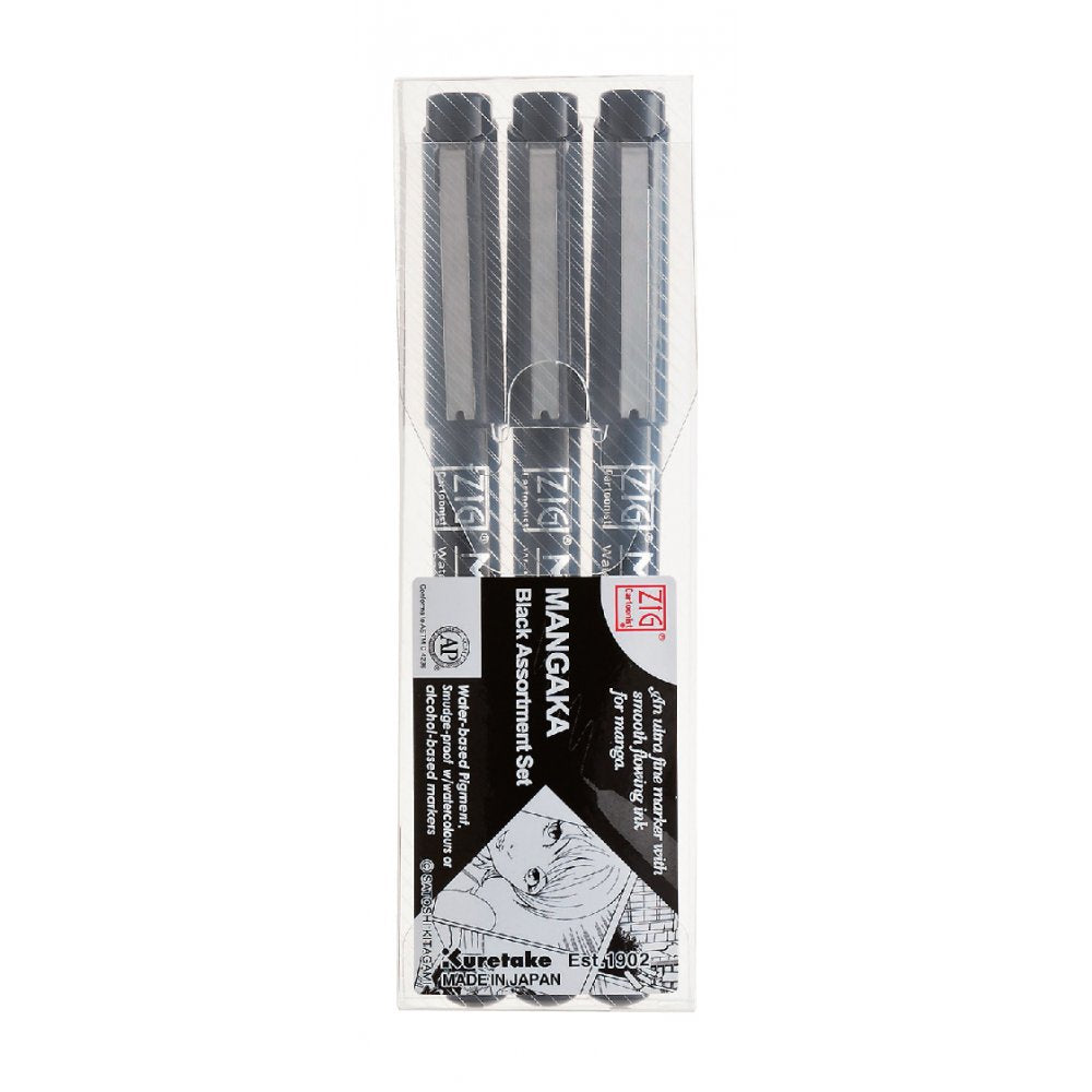 ZIG Mangaka Fineliner 3-pack 0.1+0.3+0.5 Black