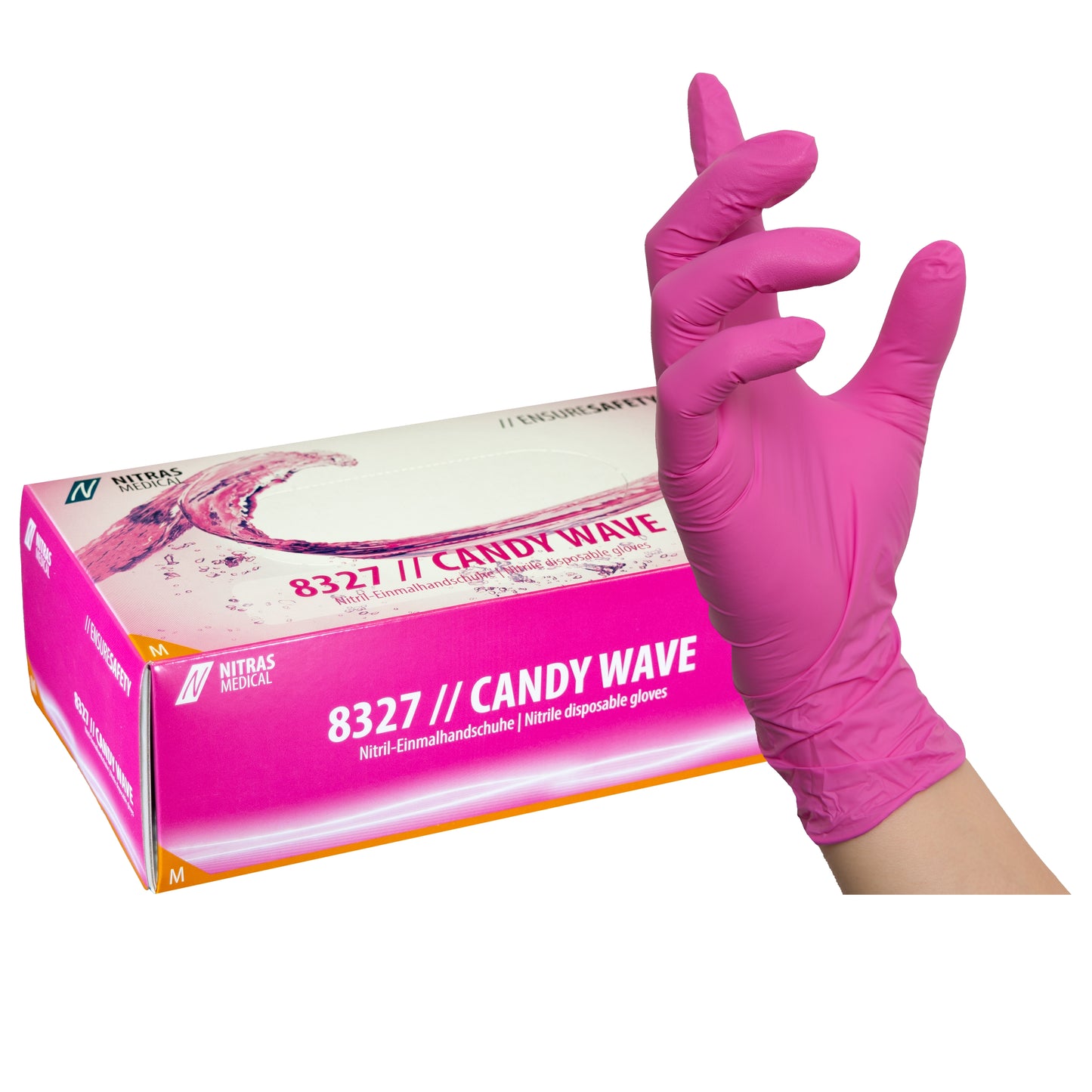 10-pack Nitras Candy Wave Nitril Gloves - SMALL