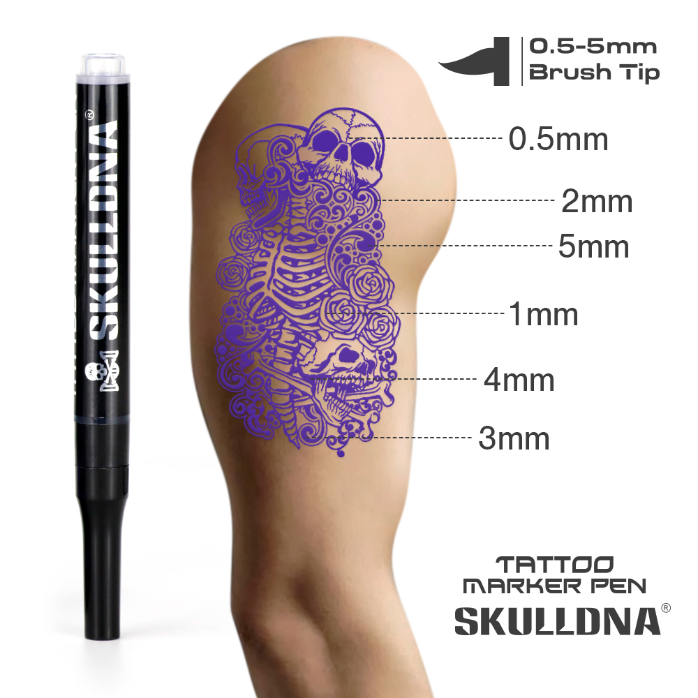 SkullDNA Tattoo Marker Pen Purple 12-Pack