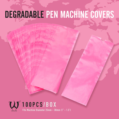 Biodegradable Pen Machine Covers Pink 60x180mm 100pcs