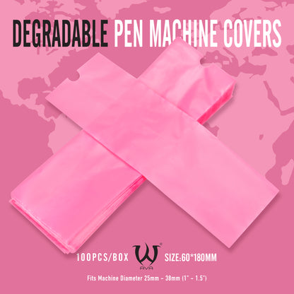 Biodegradable Pen Machine Covers Pink 60x180mm 100pcs