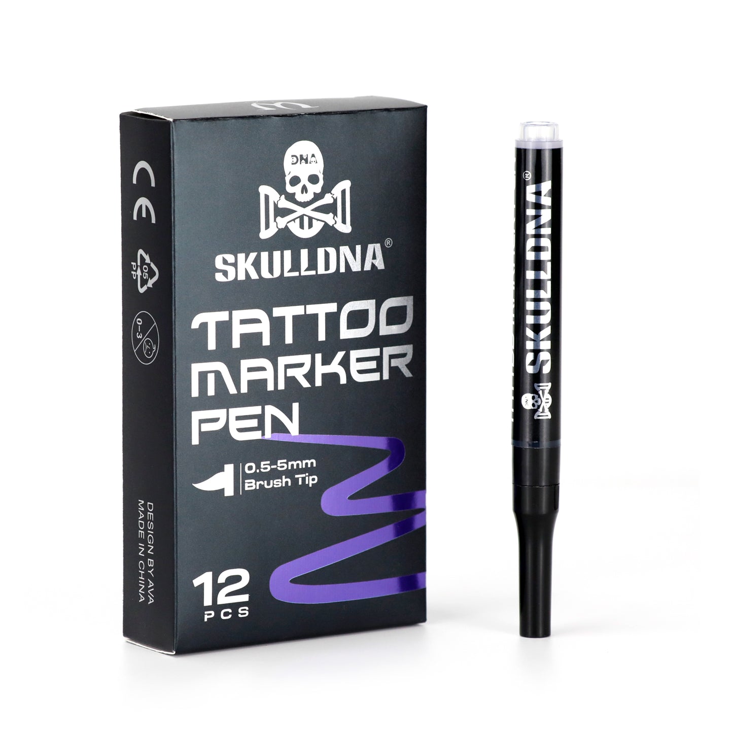 SkullDNA Tattoo Marker Pen Purple 12-Pack