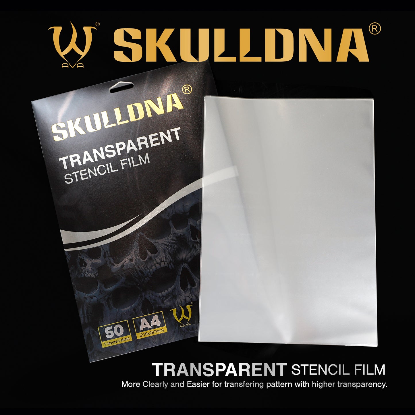 SKULLDNA Transparent Stencil Film - 50-pack