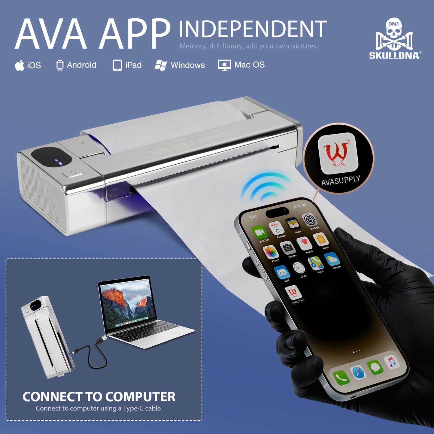 SKULLDNA Mini Wireless Printer