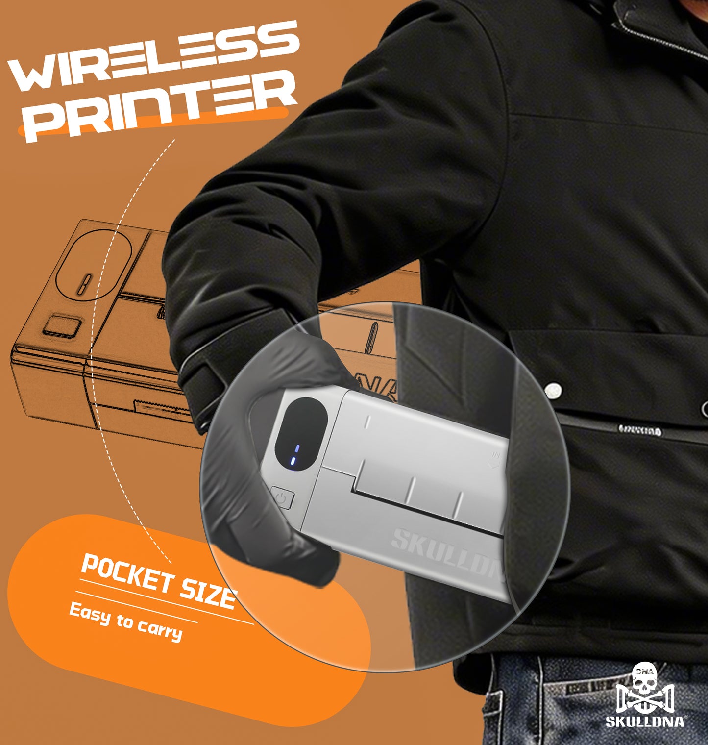 SKULLDNA Mini Wireless Printer