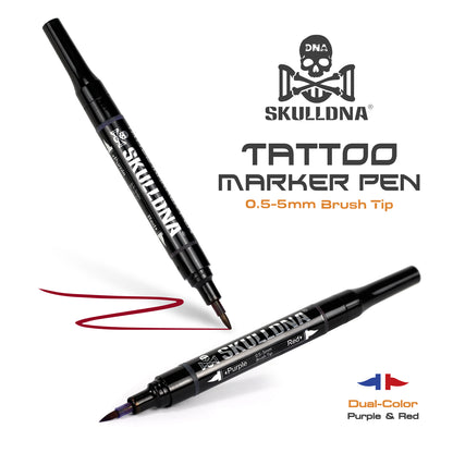 SkullDNA Dual Head Tattoo Marker Pen – Purple and Red