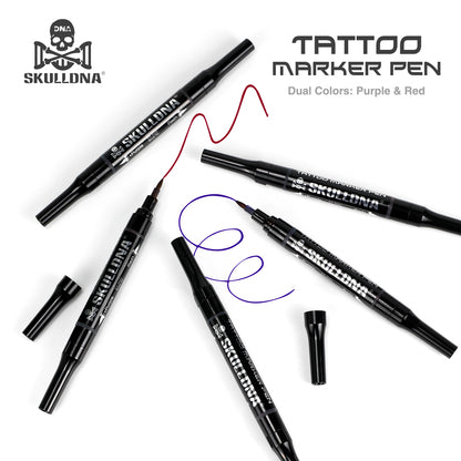 SkullDNA Dual Head Tattoo Marker Pen – Purple and Red