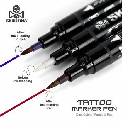 SkullDNA Dual Head Tattoo Marker Pen – Purple and Red