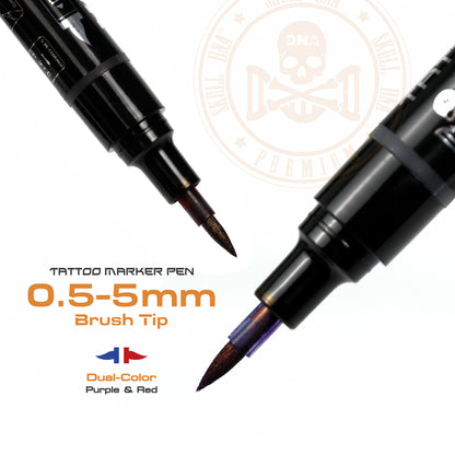 SkullDNA Dual Head Tattoo Marker Pen – Purple and Red 6-pack
