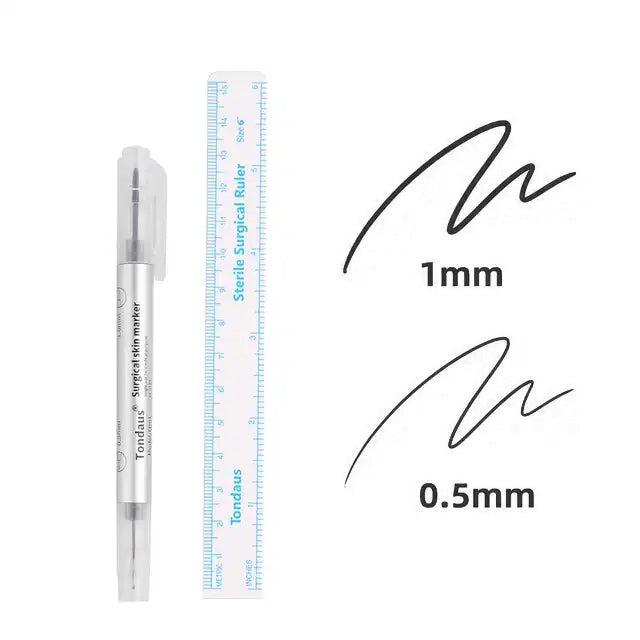 Tondaus Two Head Surgical Skin Marker Pen with Ruler - Black