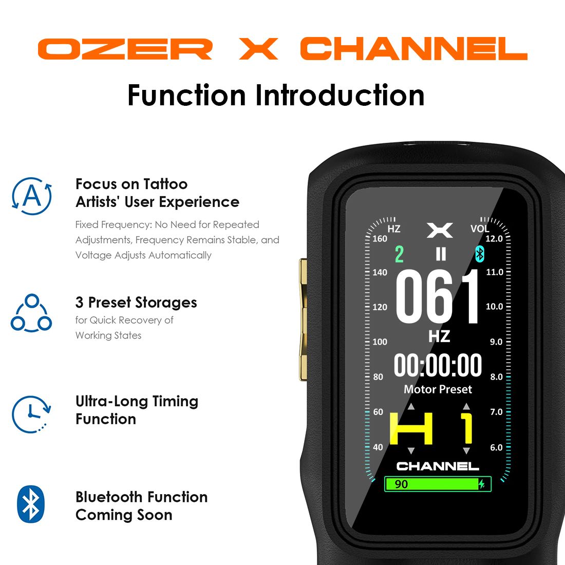 Ozer X Channel Wireless Tattoo Machine 4,2mm Black