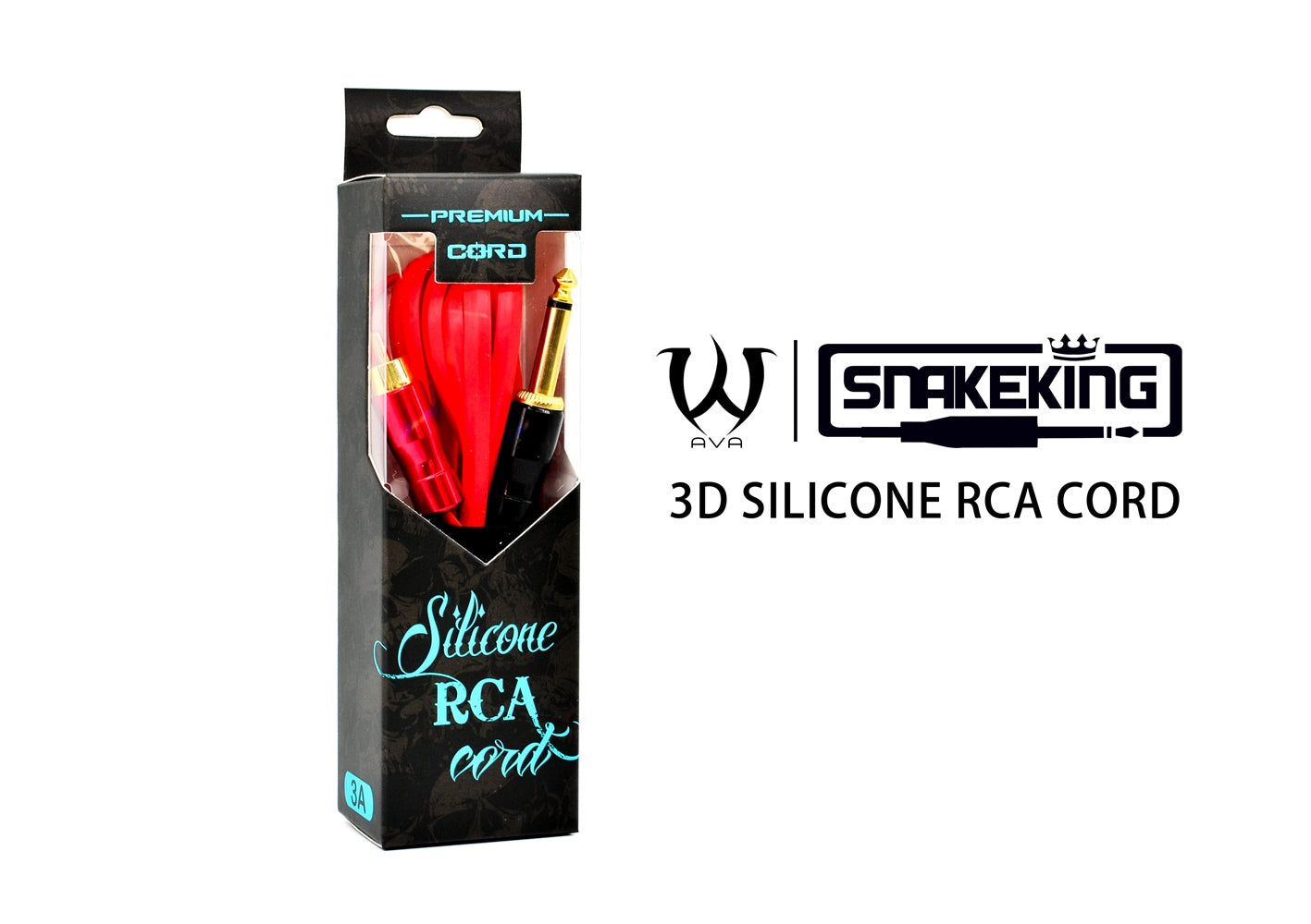 SNAKE KING SILICONE RCA CORD Length: 2.4m - Red 